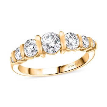 Moissanit Ring, 925 Silber 750 Gelbgold Vermeil - 1,12 ct.