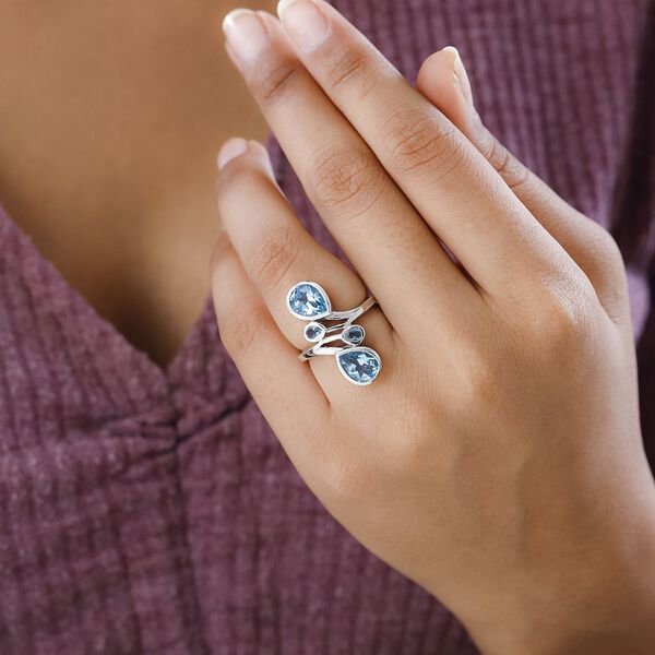 Schweizer Blautopas Bypass Ring - 4,24 ct. image number 2