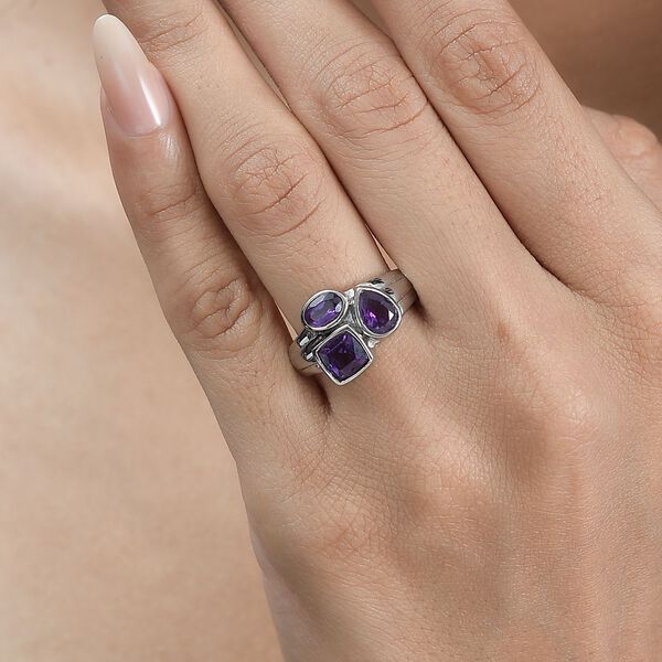 Afrikanischer Amethyst Ring 316L Edelstahl (Gr&ouml;&szlig;e 17.00) ca. 2.06 ct image number 3