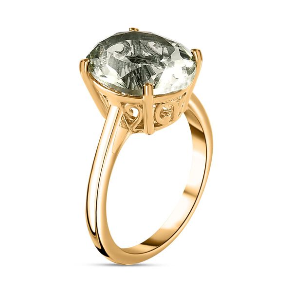 AA Prasiolite Ring 925 Silber vergoldet (Größe 16.00) ca. 4,42 ct image number 5