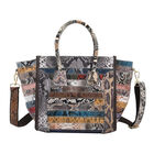 Chaos by Elsie: Schultertasche aus 100% echtem Leder mit RFID Schutz und abnehmbarem Riemen, Schlangenhaut Muster, Größe 28x18x30 cm