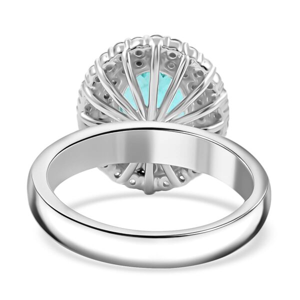 CHAIRMAN VAULT COLLECTION - AAAA Paraiba Turmalin, Weißer Diamant Ring, zertifiziert und geprüft, 950 Platin (Größe 17.00) ca. 3.50 ct image number 4