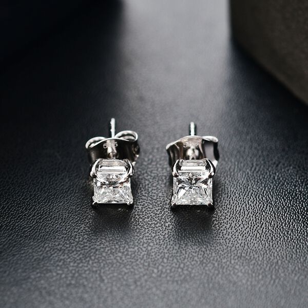 LUXURIANT SGL zertifizierte VS-EF Labor Diamant Ohrringe in 585 Wei&szlig;gold - 1 ct. image number 2