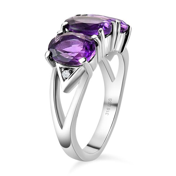 2er-Set, Afrikanischer Amethyst und Zirkon-Ring und Anh&auml;nger - 7 ct. image number 6