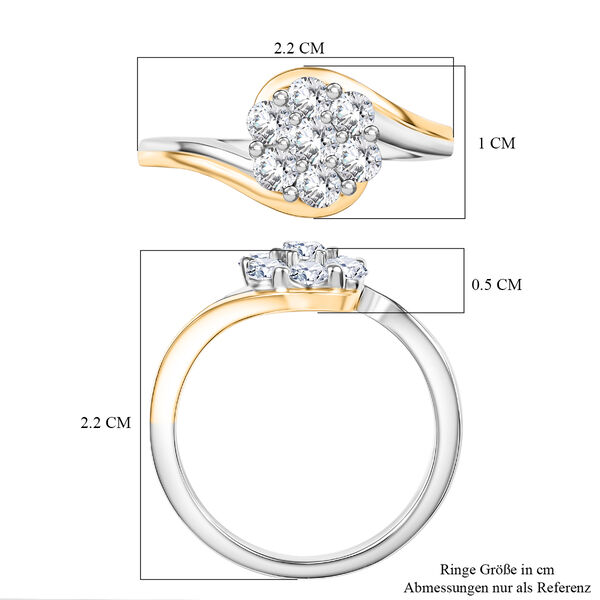 Moissanit Ring, 925 Silber platiniert und vergoldet - 0,56 ct. image number 6