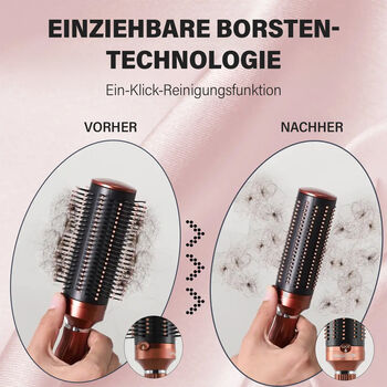 Ausziehbare Haarb&uuml;rste mit Knopfdruck in braun