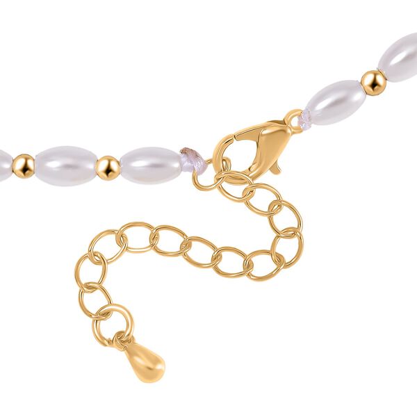 Weiße Muschelkernperle Halskette ca. 50cm + 5cm Extender, Std Gelb image number 5