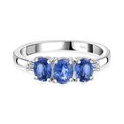 AA Blauer Ceylon-Saphir, Weißer Diamant Ring, 925 Silber rhodiniert (Größe 20.00) ca. 1.43 ct