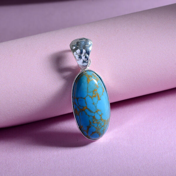 Blauer Mojave T&uuml;rkis-Solit&auml;r-Anh&auml;nger in Silber image number 2