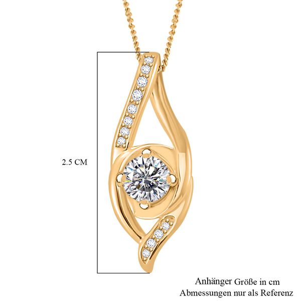 Moissanit Anhänger mit 45cm Kette , 925 Silber Gelbgold Vermeil - 0,70 ct. image number 6