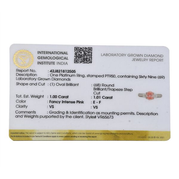 LUXURIANT VS rosa und VS-EF wei&szlig;er Labor Diamant Ring in 950 Platin - 1,57 ct. image number 8