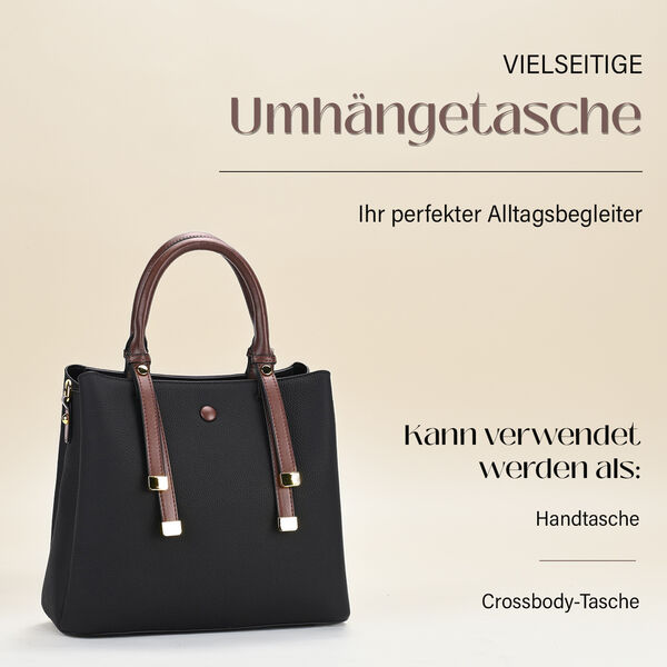 Vielseitige Umhängetasche aus echtem Leder mit abnehmbarem Schulterriemen, 30x14x24 cm, Schwarz image number 2
