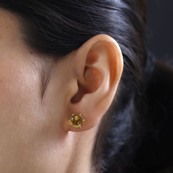 120 Facetten Citrin Ohrringe, 925 Silber Gelbgold Vermeil ca. 4.14 ct image number 3