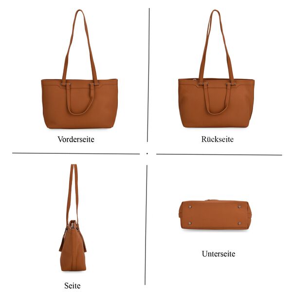 Echteder-Shopper mit Doppelhenkel, 30x12x23cm, Tan image number 4