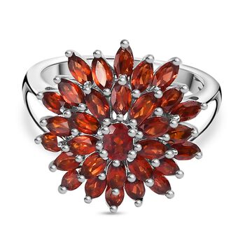 Mosambik Granat Ring 925 Silber platiniert (Gr&ouml;&szlig;e 17.00) ca. 3,25 ct