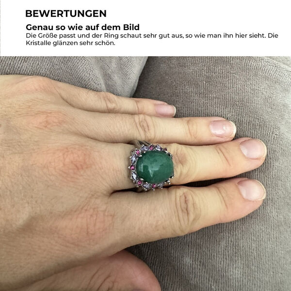 Gr&uuml;ner Aventurin, fuchsiafarbener und lila Kristall-Ring - 10 ct. image number 9