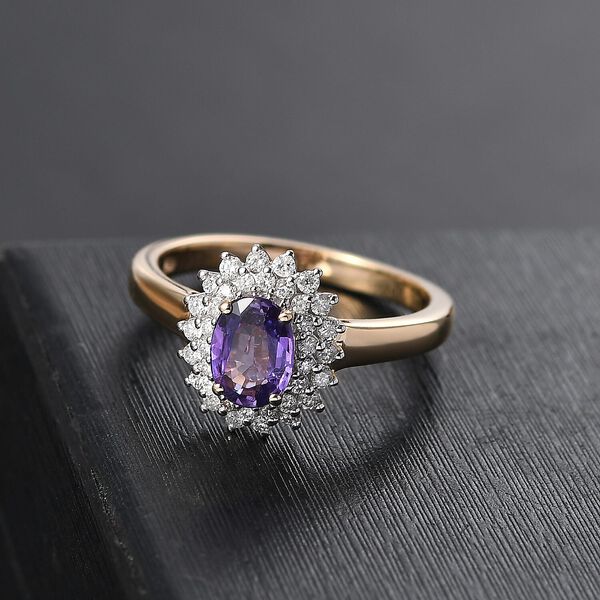 LUXORO AGI zertifiziert und gepr&uuml;ft AAA lila Saphir und Diamant Ring in 585 Gelbgold - 1,38 ct. image number 1