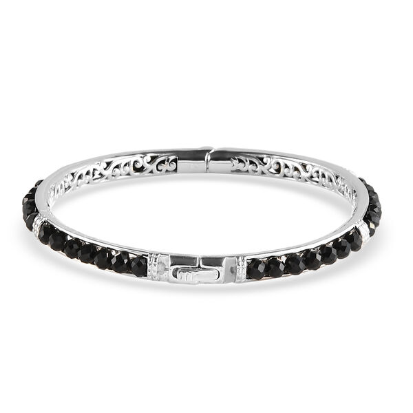 Schwarzer Spinell-Armreif, 19 cm, Messing platiniert ca. 28,10 ct image number 4