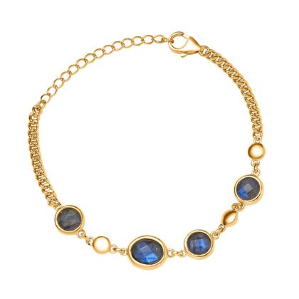 AAA Labradorit flexibles Armband 925 Silber Gelbgold Vermeil ca. 10.07 ct