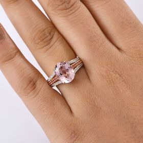 AAA Rosa Morganit, Padparadscha Saphir und Diamant Ring in 375 Roségold - 3,96 ct.