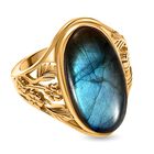 AAA Labradorit Ring, 925 Silber Gelbgold Vermeil, (Größe 21.00) ca. 10.22 ct