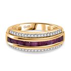 Afrikanischer Rubin (Fissure gefüllt), Weißer Zirkon Ring Messing (Größe 18.00) ca. 1.20 ct