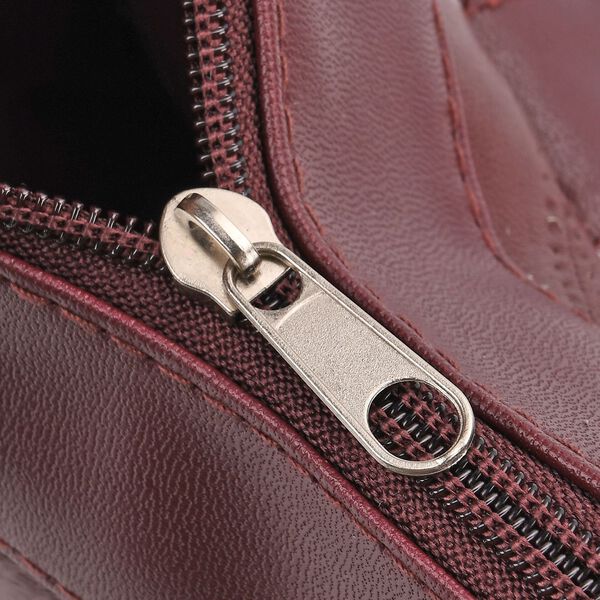 Patchwork Crossbody Tasche aus Schafleder mit mehreren Reißverschlussfächern, 40×16,5×25,5 cm, Burgunderrot image number 6