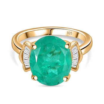 Smaragd Triplett Quarz und Zirkon Ring - 5,74 ct.