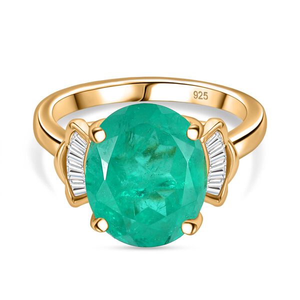 Smaragd Triplett Quarz und Zirkon Ring - 5,74 ct.