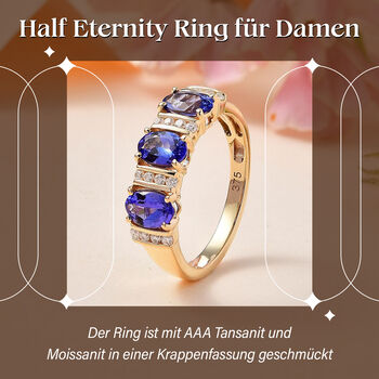 AAA Tansanit und Moissanit Ring, ca. 1,59 ct.
