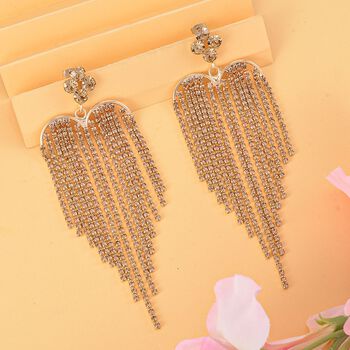 Champagner Kristall Kronleuchter Ohrringe, Goldton