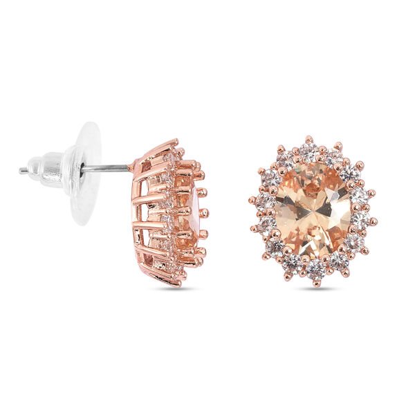 Wei&szlig;er und Champagner Zirkonia Ohrstecker Ros&eacute;tone image number 4