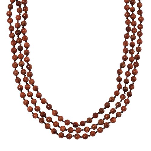 Dreilagige Gold Sandstein-Halskette, 150cm - 375 ct. image number 0