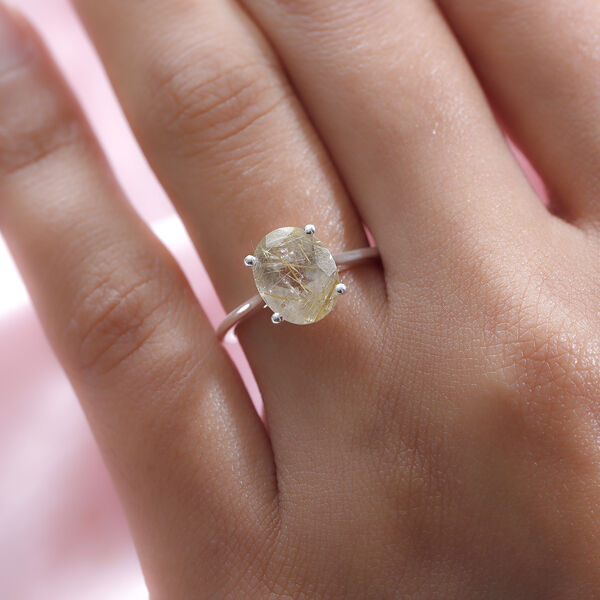 Goldener Rutil-Quarz-Ring, 925 Silber  ca. 2,39 ct image number 3