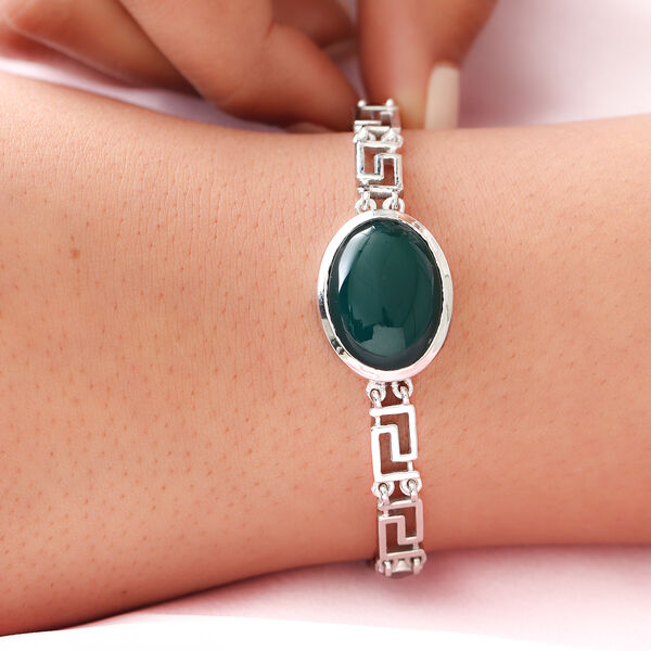 Gr&uuml;ner Onyx Armband ca. 19 cm Messing platiniert ca. 15,62 ct image number 3