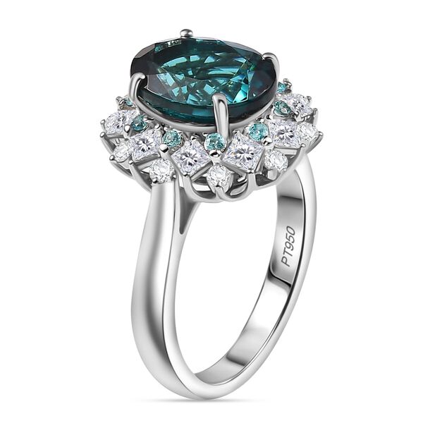 RHAPSODY zertifiziert und geprüft AAAA Pirineu Lagoon Tourmalin, Paraiba Turmalin und VS-EF Diamant Ring in 950 Platin - 6,08 ct. image number 3