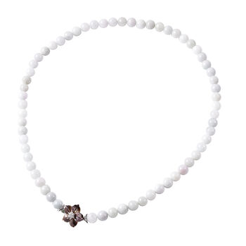 JARDIN-KOLLEKTION - schwarze Perlmutt, wei&szlig;e Jade und Zirkon-Halskette, 50 cm, 925 Silber rhodiniert ca. 275,31 ct