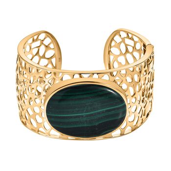 Malachit Armreif, ca. 19 cm, vergoldet, ca. 96.39 ct