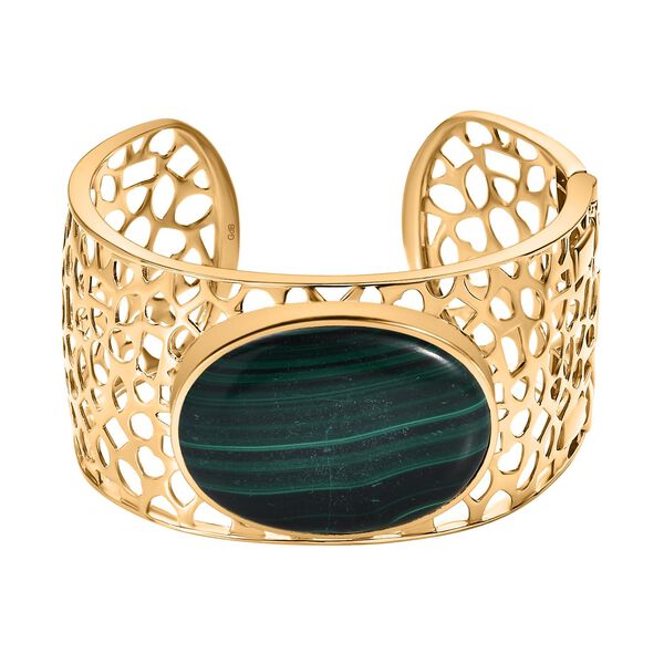 Malachit Armreif, ca. 19 cm, vergoldet, ca. 96.39 ct