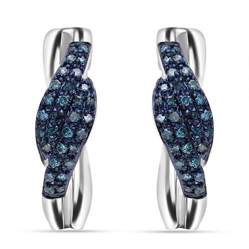 Blaue Diamant Ohrringe, 925 Silber platiniert ca. 0.25 ct image number 0