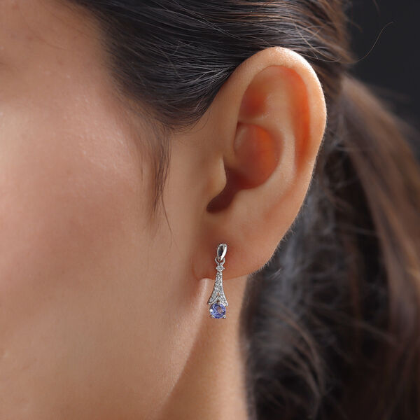 Tansanit und wei&szlig;e Zirkon-Ohrh&auml;nger - 0,63 ct. image number 3