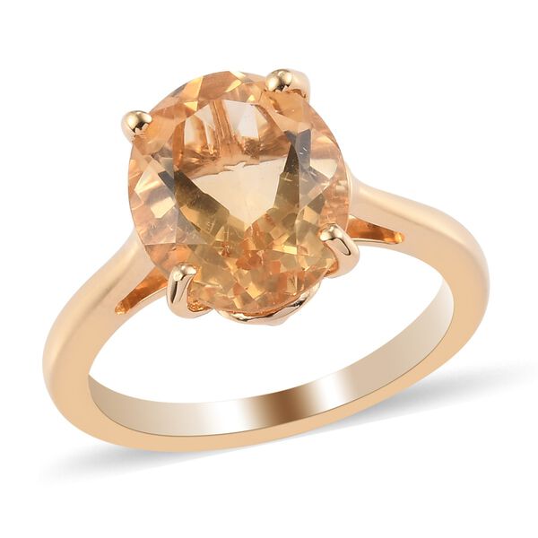 Citrin Solitär Ring 925 Silber 585 Vergoldet image number 7