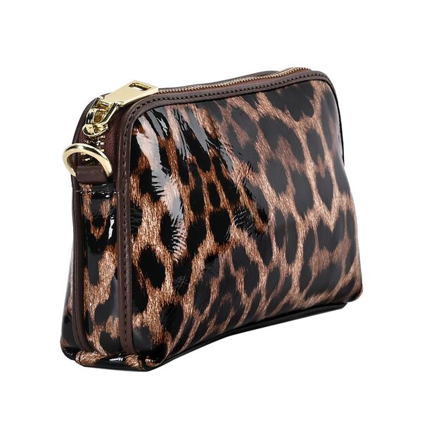 100% Echtleder Crossbody-Tasche mit RFID-Schutz und Leopardenmuster, 19x11 cm, Schwarz image number 7