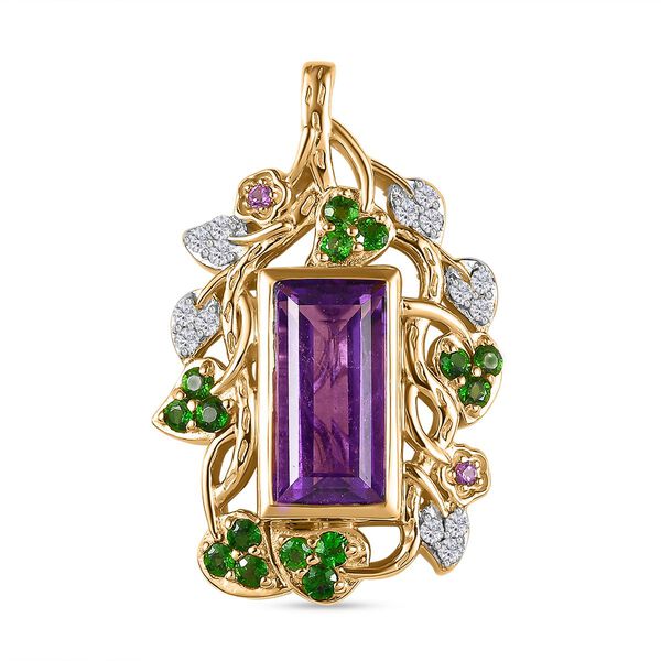 GP Italian Garden Kollektion- Afrikanischer Amethyst, Chromdiopsid, Rhodolith Granat, Zirkon und blauer Saphir-Anh&auml;nger - 4,97 ct.