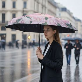 Sturmfester Poket-Regenschirm mit aquarell print, leichtgewicht 261gr, mit UV-Schutz  91cm, Glasfaser rahmen, Aquarell