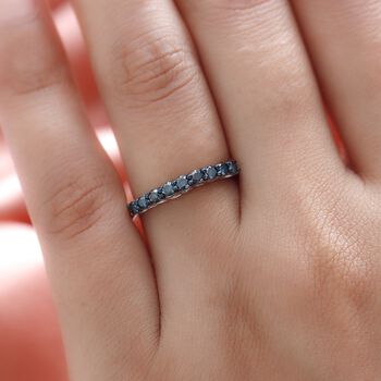 Blauer Diamant Half-Eternity-Bandring in Silber