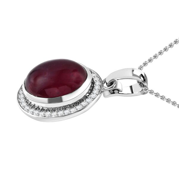 AAA Afrikanischer Rubin und weißer Zirkon Anhänger mit Kette, 925 Silber platiniert ca. 20.52 ct image number 4