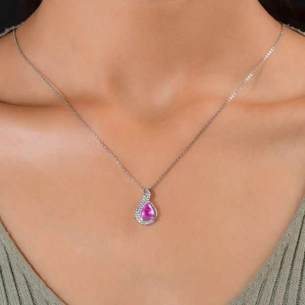 Premium Ilakaka Rosa Saphir und Zirkon Anh&auml;nger 925 Silber platiniert (Fissure gef&uuml;llt) ca. 1,91 ct image number 2