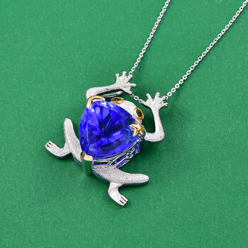 GP Trionfo Kollektion- Tansanit-Farbe Quarz, Chromdiopsid und blauer Saphir zweifarbiger Anh&auml;nger mit 50cm Kette - 12,17 ct.