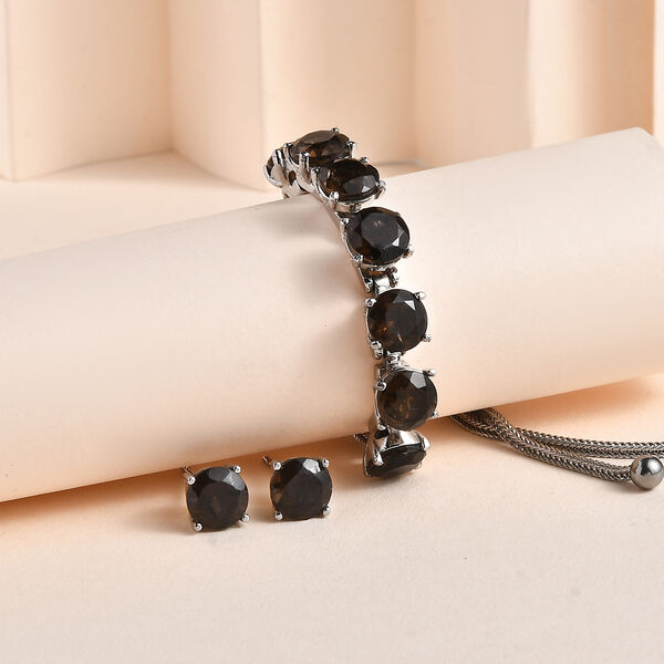 Rauchquarz Schmuckset  Edelstahl ca. 10,05 ct. image number 2